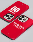 Phone case with the Arsenal 2026-27 Home football shirt design by RIPA Football