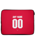 Laptop sleeve with the Arsenal 2026-27 Home football shirt design by RIPA Football