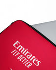 Laptop sleeve with the Arsenal 2026-27 Home football shirt design by RIPA Football