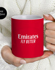 Mug with the Arsenal 2026-27 Home football shirt design by RIPA Football