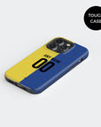 Phone case with the Boca Juniors 2026 Prematch football shirt design by RIPA Football
