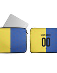Laptop sleeve with the Boca Juniors 2026 Prematch football shirt design by RIPA Football