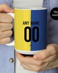Mug with the Boca Juniors 2026 Prematch football shirt design by RIPA Football
