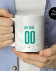 Mug with the Club León 2026-27 Away football shirt design by RIPA Football