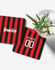 Coaster with the AC Milan 2009-10 Home football shirt design by RIPA Football