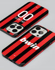 Phone case with the AC Milan 2009-10 Home football shirt design by RIPA Football