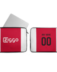 Laptop sleeve with the Ajax 2024-25 Home football shirt design by RIPA Football