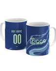 Mug with the Ajax 2025-26 Away football shirt design by RIPA Football