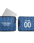 Laptop sleeve with the Arsenal 2025-26 Away football shirt design by RIPA Football