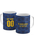 Mug with the Arsenal 2026-27 Away football shirt design by RIPA Football