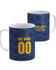 Mug with the Arsenal 2026-27 Away football shirt design by RIPA Football