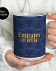 Mug with the Arsenal 2026-27 Away football shirt design by RIPA Football