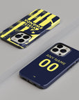Phone case with the Atlético Madrid 2025-26 Prematch football shirt design by RIPA Football
