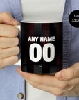 Mug with the Bayer 04 Leverkusen 2025-26 Home football shirt design by RIPA Football