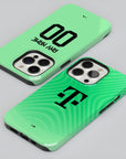 Phone case with the Bayern Munich 2025-26 Goalkeeper football shirt design by RIPA Football