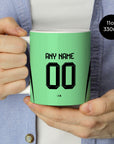 Mug with the Bayern Munich 2025-26 Goalkeeper football shirt design by RIPA Football