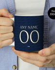 Mug with the Celta Vigo 2025-26 Away football shirt design by RIPA Football