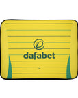 Laptop sleeve with the Celtic 2024-25 Away football shirt design by RIPA Football