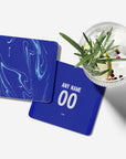 Coaster with the Chelsea 2024-25 Home football shirt design by RIPA Football