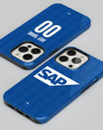 Phone case with the Hoffenheim 2026-27 Home football shirt design by RIPA Football