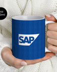 Mug with the Hoffenheim 2026-27 Home football shirt design by RIPA Football