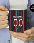 Mug with the Fluminense 2026 Home football shirt design by RIPA Football