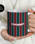 Mug with the Fluminense 2026 Home football shirt design by RIPA Football