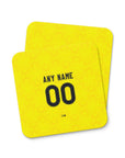 Coaster with the Leeds United 2026-27 Away football shirt design by RIPA Football
