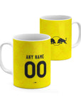 Mug with the Leeds United 2026-27 Away football shirt design by RIPA Football