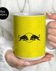 Mug with the Leeds United 2026-27 Away football shirt design by RIPA Football