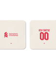 Coaster with the Liverpool 2025-26 Away football shirt design by RIPA Football