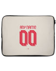 Laptop sleeve with the Liverpool 2025-26 Away football shirt design by RIPA Football