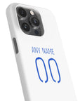 Phone case with the Olympique Lyonnais 2024-25 Home football shirt design by RIPA Football