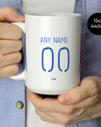 Mug with the Olympique Lyonnais 2024-25 Home football shirt design by RIPA Football