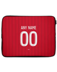 Laptop sleeve with the Olympique Lyonnais 2026-27 Away football shirt design by RIPA Football