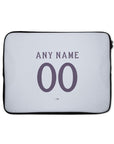 Laptop sleeve with the Manchester United 2025-26 Away football shirt design by RIPA Football