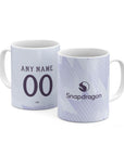 Mug with the Manchester United 2025-26 Away football shirt design by RIPA Football