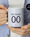 Mug with the Manchester United 2025-26 Away football shirt design by RIPA Football