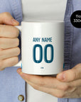 Mug with the Olympique Marseille 2024-25 Home football shirt design by RIPA Football