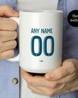 Mug with the Olympique Marseille 2024-25 Home football shirt design by RIPA Football