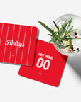 Coaster with the Nottingham Forest 2025-26 Home football shirt design by RIPA Football