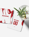 Coaster with the Olympiacos 2025-26 Away football shirt design by RIPA Football