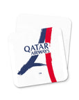 Coaster with the Paris Saint Germain 2025-26 Away football shirt design by RIPA Football