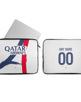 Laptop sleeve with the Paris Saint Germain 2025-26 Away football shirt design by RIPA Football