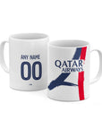 Mug with the Paris Saint Germain 2025-26 Away football shirt design by RIPA Football