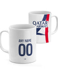 Mug with the Paris Saint Germain 2025-26 Away football shirt design by RIPA Football