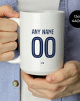Mug with the Paris Saint Germain 2025-26 Away football shirt design by RIPA Football