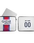 Laptop sleeve with the Paris Saint Germain 2026-27 Away football shirt design by RIPA Football