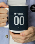 Mug with the Real Madrid 2025-26 Away football shirt design by RIPA Football