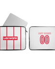 Laptop sleeve with the Freiburg 2026-27 Away football shirt design by RIPA Football